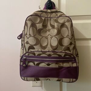 Vintage coach backpack with purple stripe